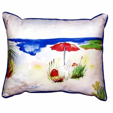 Red Beach Umbrella Large Indoor & Outdoor Pillow - Red - Large
