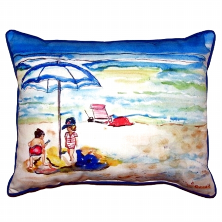 Children At The Beach Large Indoor & Outdoor Pillow