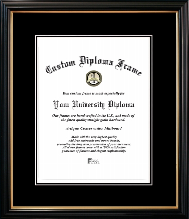 PBGTBB011014 10 x 14 in. Petite Certificate Frame with Double Black Mats, Black Gold Trim