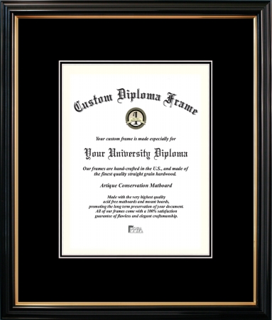8 x 10 in. Petite Certificate Frame with Double Black Mats, Black Gold Trim