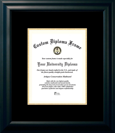 SBBG001810 8 x 10 in. Satin Certificate Frame with Black & Gold Mats, Black
