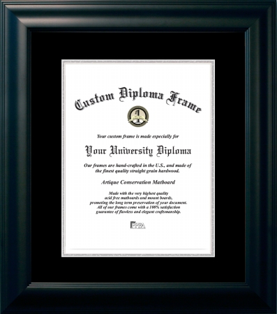 SBBS0011014 10 x 14 in. Satin Certificate Frame with Black & Silver Mats, Black