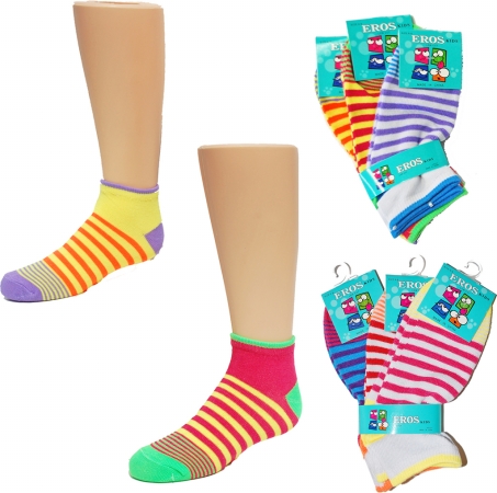 Picture of DDI 1990271 Girl&apos;s Low Cut Novelty Socks - Striped Print - Size 4-6 Case of 24