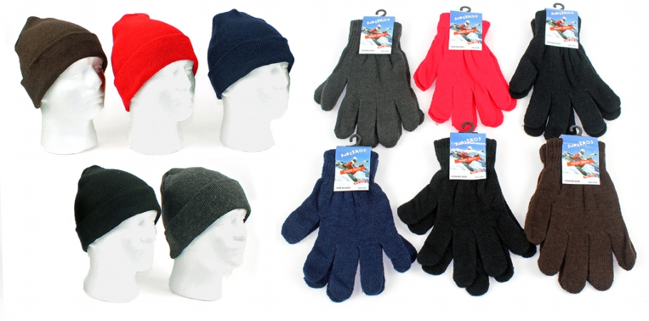 Picture of DDI 2124644 Winter Knit Hat & Magic Glove Combo Set Case of 120