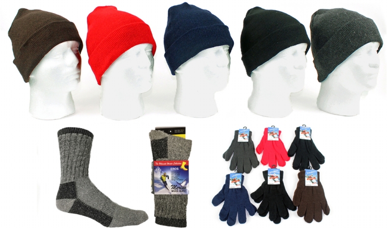 Picture of DDI 2124681 Adult Knit Hat  Adult Magic Gloves & Women's Socks Case of 180