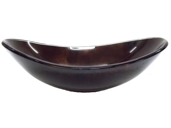 Picture of Eden Bath EB-GS40 Canoe Shaped Red Copper Reflections Glass Vessel Sink