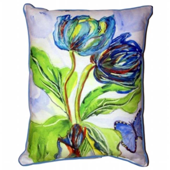 Betsy Drake HJ447 Tulips & Morpho Large Indoor & Outdoor Pillow - 6 x 20 x 16...