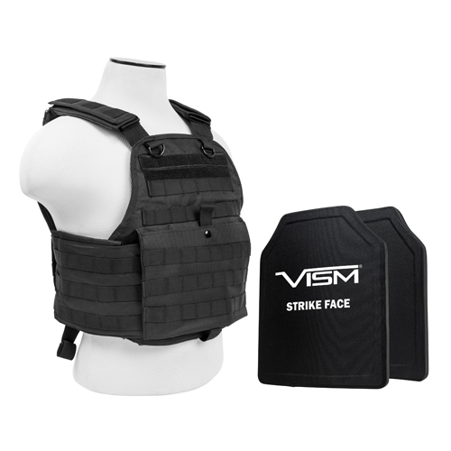 BPCVPCV2924B-A Plate Carrier Vest with Two 10 x 12 in. PE Hard Plates, Black