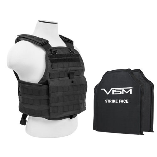Plate Carrier Vest with Two 10 x 12 in. Soft Panels, Black