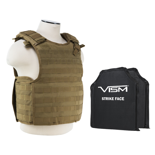 QR Plate Carrier Vest with Two 10 x 12 in. Soft Panels, Tan