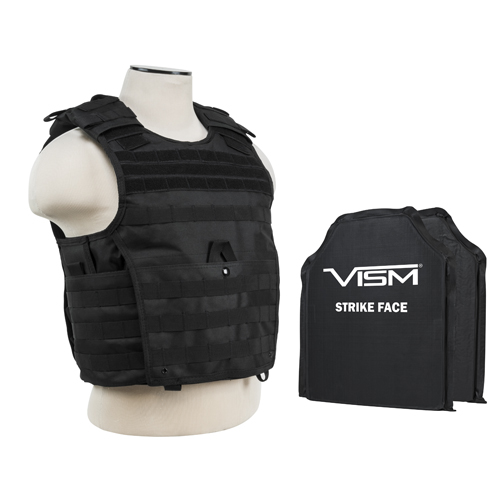 Expert Plate Carrier Vest with Two 10 x 12 in. Soft Panels, Black