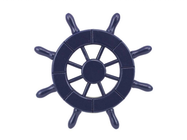 6 in. Dark Blue Decorative Ship Wheel - Dark Blue - 6in.
