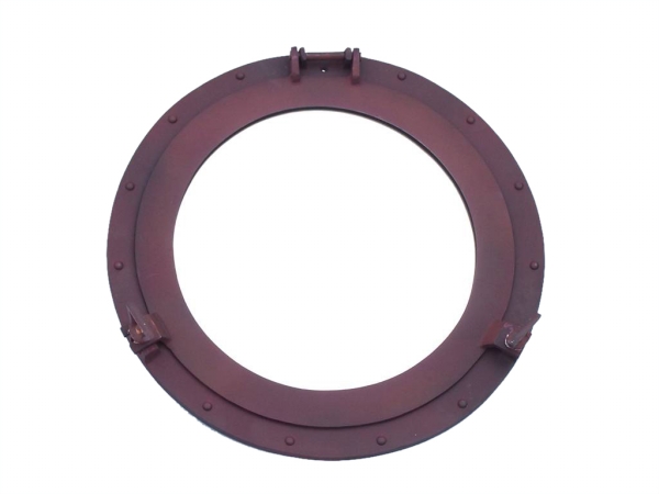 17 in. Rustic Aluminum Deluxe Class Decorative Ship Porthole Mirror