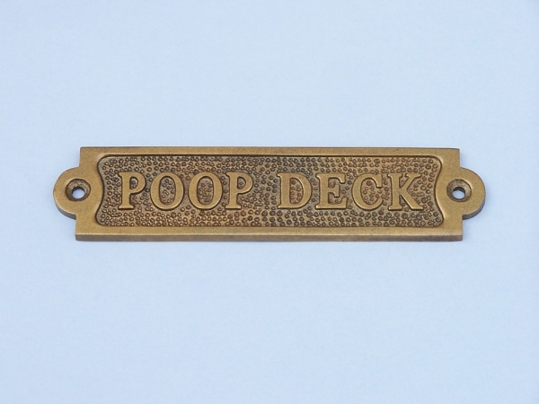 6 in. Antique Brass Poop Deck Sign