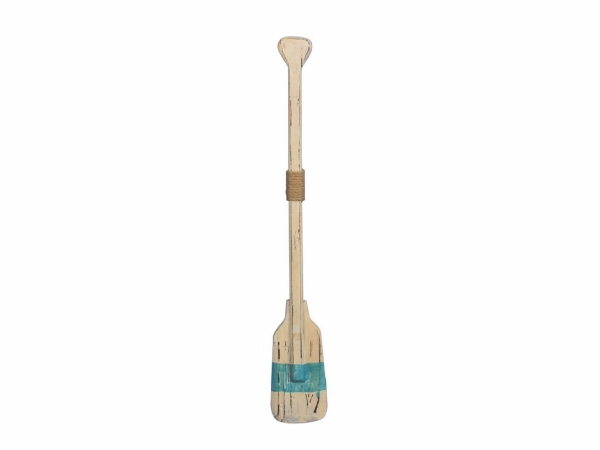 24 in. Wooden Herring Cove Decorative Squared Rowing Boat Oar with Hooks