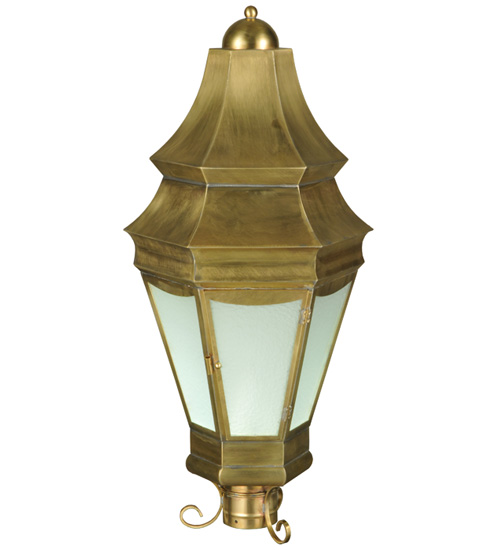 136812 14 in. Statesboro Outdoor Post Mount, Clear Ripple, See Sample Brass