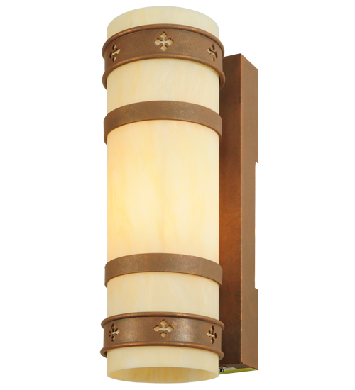 137535 7 in. Byzantine Wall Sconce, Carmel Onyx Antique Rust - Acrylic
