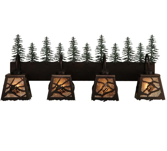 138197 35 in. Spruce Pine 4 Light Vanity Light, Mahogany Bronze