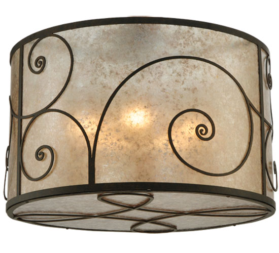 138539 30 in. Granada Flushmount, Gilded Tobacco & Silver Mica