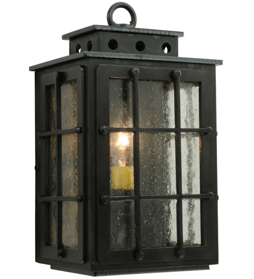 139653 6 in. Pontrefract Lantern Wall Sconce, Orb & Clear Seeded Glass