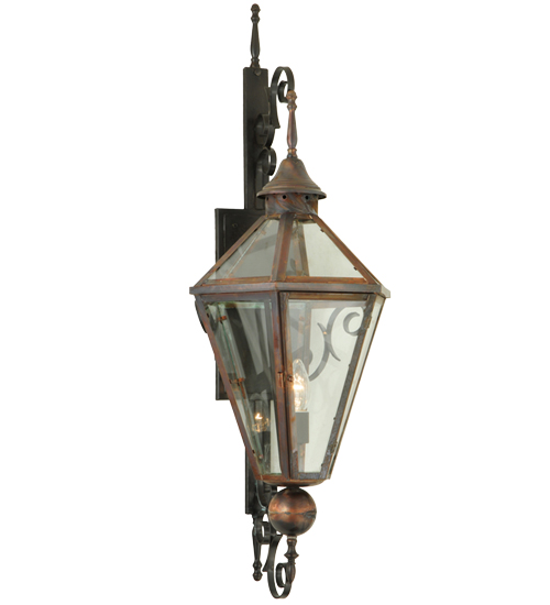 139836 14 in. Millesime Clear Lantern Wall Sconce, Clear & Craftsman Brown