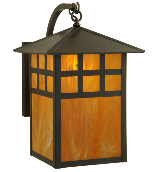 141245 13.5 in. Seneca Window Pane Curved Arm Wall Sconce, Ha Smooth & Sandblasted Inside