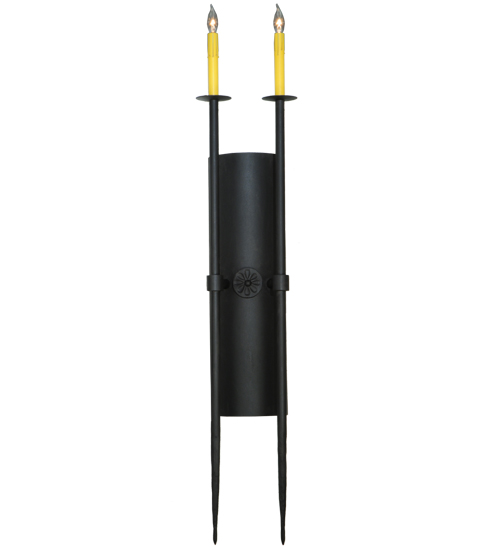 140154 45.75 in. Warwick 2 Light Wall Sconce, Costello Black Hand Rubbed Iron Rusted & Waxed Iron