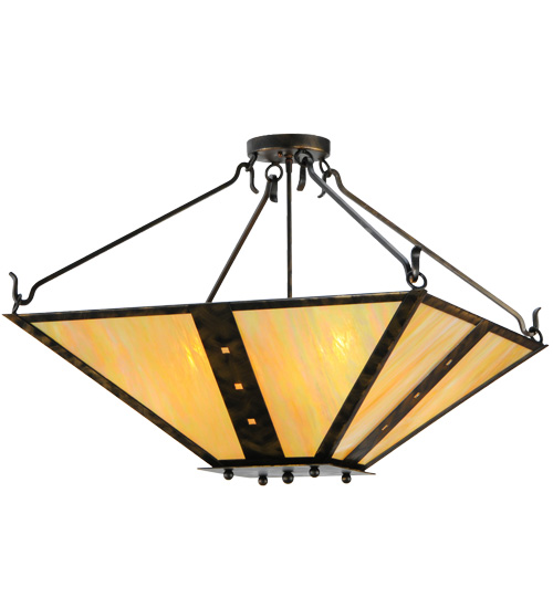 140660 30 in. Square Zandra Semi-Flushmount, Antique Black & Bai