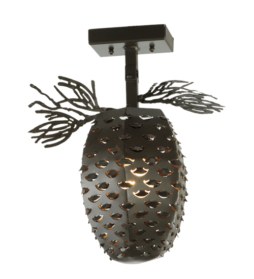 141027 13 in. Stoneycreek Pinecone Semi-Flushmount, Timeless Bronze