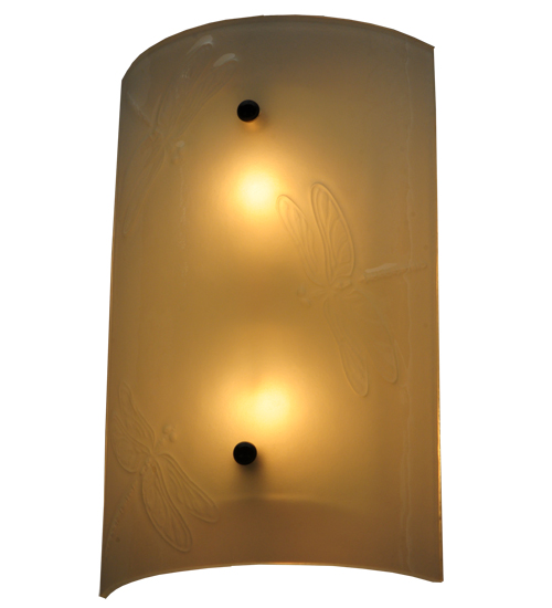141927 9 in. Metro Fusion Dragonfly Glass Wall Sconce, Clear Bas Relief Nickel Powder Coat