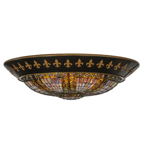 141938 53 in. Fleur-De-Lis Flushmount, Green & Blue Light Blue Xag Blue