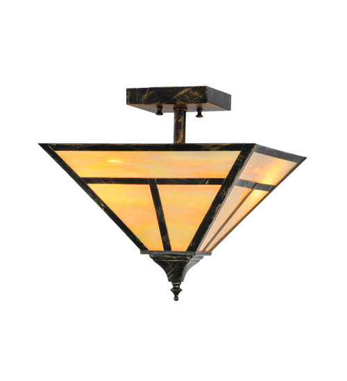 142016 13 in. Square T Mission Flushmount, Bai Antique Black
