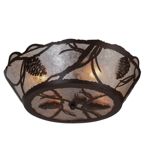 142199 24 in. Pinecone Flush Mount, Cafe Noir & Silver Mica