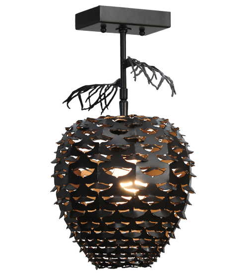143079 11 in. Stoneycreek Pinecone Semi-Flushmount, Timeless Bronze - Rustic Lodge