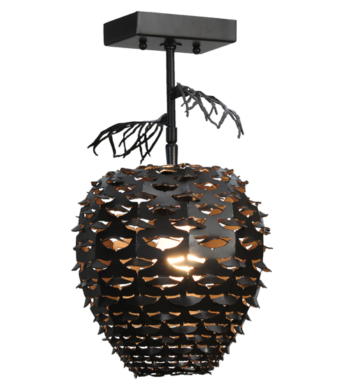 143085 11 in. Stoneycreek Pinecone Semi-Flushmount, Timeless Bronze - Rustic Lodge