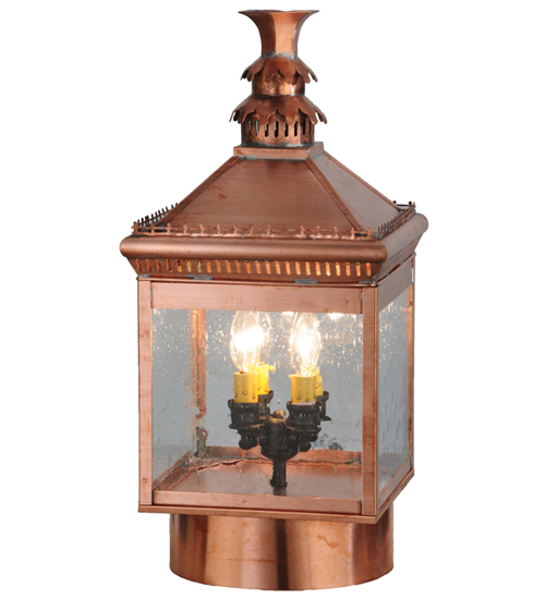 143549 10 in. Square Locke Post Mount, Solid Copper & Clear Spectrum Seedy