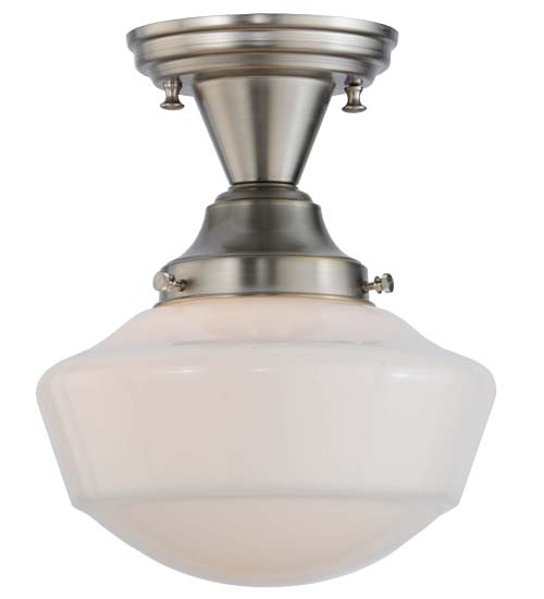 Picture of Meyda 143957 9 in. Revival Schoolhouse with Traditional Globe Semi-Flushmount, White