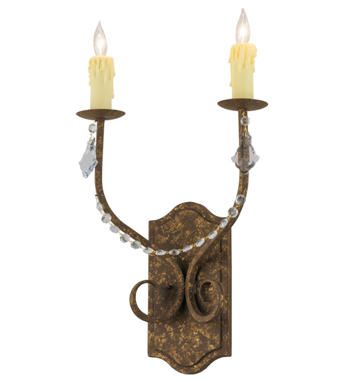 144397 14 in. Samuel 2 Light with Crystals Wall Sconce
