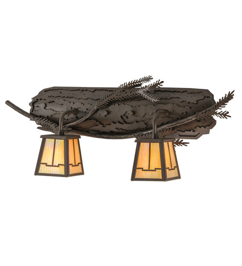 145307 25 in. Pine Branch Valley View 2 Light Vanity Light, Cafe Noir & Bai