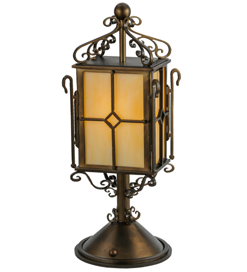 145795 19 in. Standford Tabletop Lantern, Antique Copper & Ba