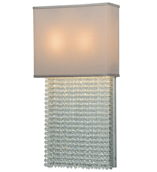 145914 15 in. Francesca with Crystals Wall Sconce, Pebble Shantung Pewter