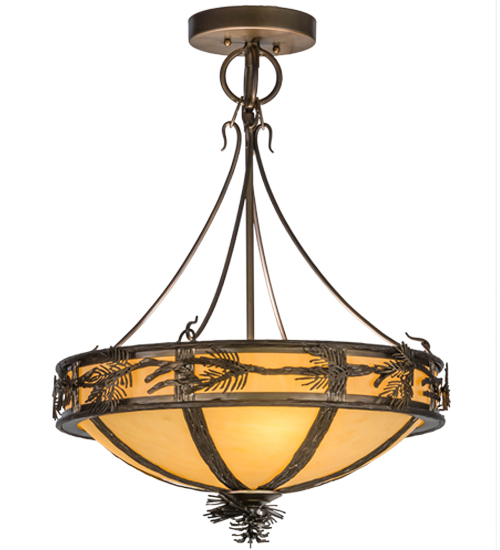 20 in. Branches with Uplights Semi-Flushmount, Antique Copper & Earth Marble