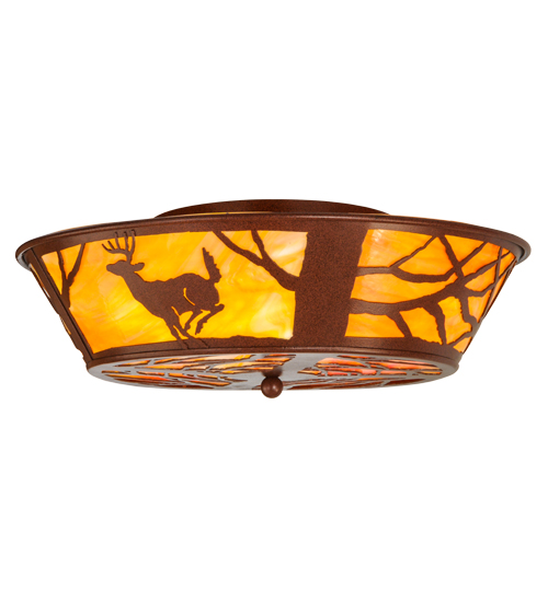 146915 22 in. Deer on The Loose Flushmount, Rust & Oa