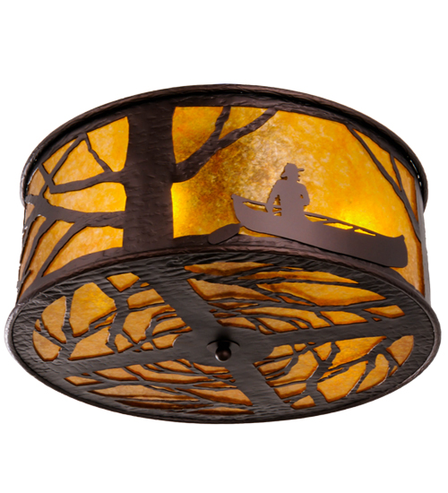 26 in. Canoe At Lake Flushmount, Mahogany Bronze & Amber Mica
