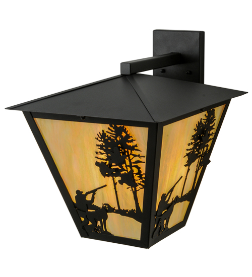 147790 15 in. Quail Hunter with Dog Solid Mount Wall Sconce, Black & Bai