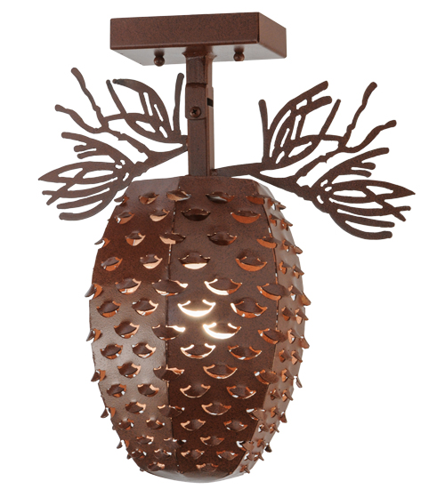 147789 14 in. Stoneycreek Pinecone Semi-Flushmount, Rust