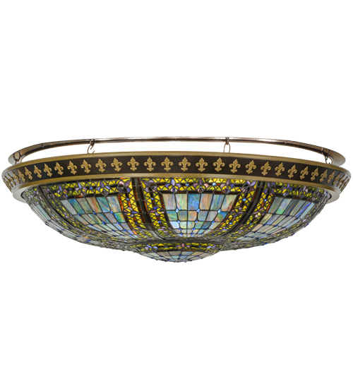 152066 44.5 in. Fleur-De-Lis Flushmount, Green & Blue Light Blue Xag Blue