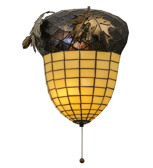 12 in. Greenbriar Oak with Pull Chain Wall Sconce - Antique Copper - 204 Piece