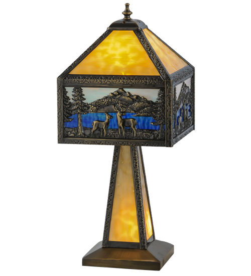 148132 21 in. Deer Lodge Lighted Base Table Lamp, Ba & Na & Eb Craftsman Brown Highlighted