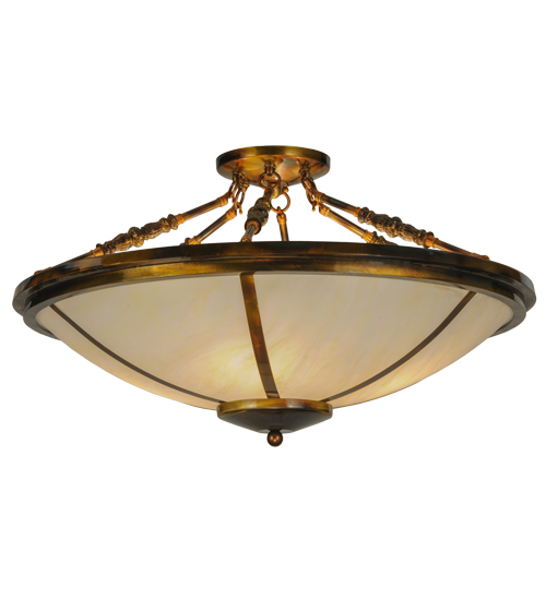 148570 31 in. Commerce Semi-Flushmount, Light Burnished Transparent Gold Bleached Honey Onyx Acrylic